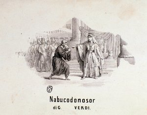Illustriertes Frontispiz der Partitur von Nabucco, Oper von Giuseppe Verdi von Anonymous Anonymous