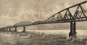 Internationales Brückenprojekt über den Ärmelkanal zwischen Calais und Folkestone - 1890 - Gravur 1890