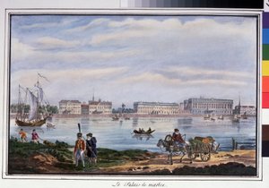 Der Marmorpalast und die Newa-Uferpromenade in Sankt Petersburg von Anonymous Anonymous