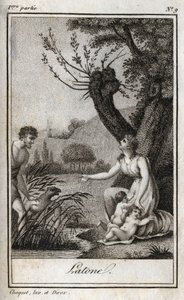 Leto, Letone, Latona. Gravur aus 1819 in „Lettres à Emilie sur la mythologie“ von Charles Albert Demoustier (1760-1801). Private Sammlung von Anonymous Anonymous