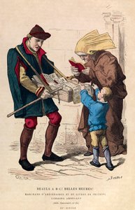 Buchhändler von Abecedaires und Gebetbüchern in Paris im 15. Jahrhundert. Reisender Buchhändler.