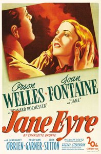 Filmplakat des Films „Jane Eyre“ geschrieben von Charlotte Bronte und inszeniert von Robert Stevenson im Jahr 1944 mit den Schauspielern Orson Welles als Edward Rochester und Joan Fontaine als Jane. Private Sammlung von Anonymous Anonymous