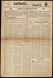 Eine der Untergrundzeitungen „Défense de France“ vom 15.01.1944