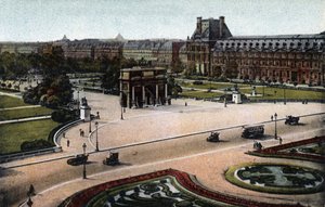 Paris: Panorama der Tuilerien (Garten und Palast) und des Arc de Triomphe du Carrousel. Fotografie von 1920 in „Artistic Album“ der Stadt Paris. Private Sammlung. von Anonymous Anonymous