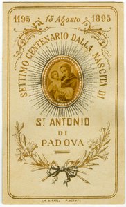 Andachtsbild: Heiliges Bild zur Feier des Geburtstags des heiligen Antonius von Padua von Anonymous Anonymous
