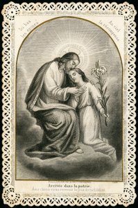 Andachtsbild: Jesus empfängt die Seelen der Gläubigen (Gravur)