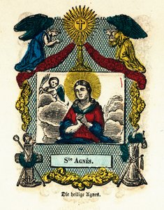 Andachtsbild: Heilige Agnes. Gravur des 19. Jahrhunderts