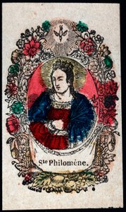 Frommes Bild: Heilige Philomena. Gravur des 19. Jahrhunderts. Privatsammlung von Anonymous Anonymous