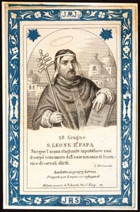 Papst Heiliger Leo (Leone) II (7. Jahrhundert) Frommes Bild. Postkarte. Anfang des 20. Jahrhunderts. Privatsammlung
