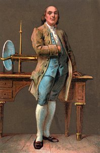 Porträt von Benjamin Franklin (1706-1790), amerikanischer Drucker, Verleger, Wissenschaftler, Erfinder, Staatsmann und Diplomat. Chromolithographie. Private Sammlung von Anonymous Anonymous