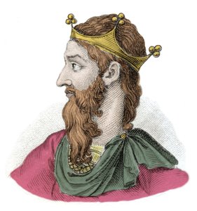 Porträt von Friedrich I. von Hohenstaufen, bekannt als Friedrich Barbarossa (1122-1190), deutscher römischer Kaiser. Gravur aus dem 19. Jahrhundert von Anonymous Anonymous