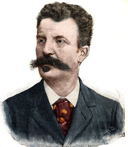 Porträt von Guy de Maupassant (1850-1893) französischer Schriftsteller. Gravur in „Le Peute Parisien“ von Anonymous Anonymous