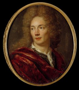 Porträt von Jean de La Bruyere (1645-1696) französischer Moralist. Gemälde auf anonymer Kupferplatte (17. Jahrhundert)