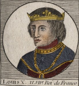 Porträt von Ludwig X. der Hutin (1289 - 1316), König von Frankreich - Ludwig X. (1289-1316) der Eigensinnige, König von Frankreich und Navarra - Gravur aus „Instruction sur l