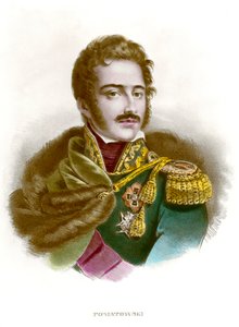 Porträt von Marschall Joseph (Jozef) Antoni Poniatowski (1763-1813), polnischer Offizier. Gravur des 19. Jahrhunderts, Privatbesitz