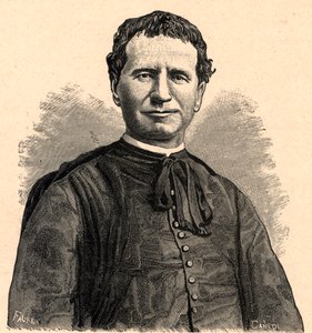 Porträt von Johannes Bosco oder Don Bosco (Giovanni Melchior Bosco) (1815-1888). Gravur aus dem 19. Jahrhundert.