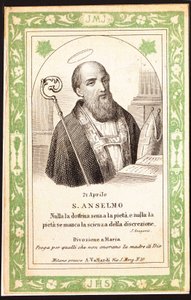 Darstellung des Heiligen Anselm. Andachtsbild. Postkarte. Anfang des 20. Jahrhunderts
