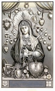 Darstellung der Schmerzensmutter, Mater Dolorosa. Andachtsbild. Anfang des 20. Jahrhunderts. Private Sammlung
