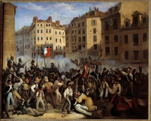 Revolution von 1830 - „Die Charta oder der Tod“ (Schlacht vom 28. Juli, wahrscheinlich Rue Saint-Antoine) - „Episode der Julitage 1830“ von Anonymous Anonymous