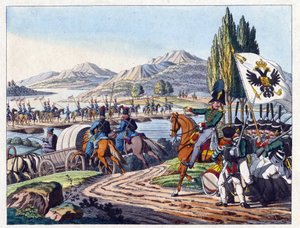Die russische Armee überquert den Pruth-Fluss nach Moldawien im Mai 1828 von Anonymous Anonymous