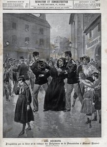 Trennung von Kirche und Staat - Vertreibung von Nonnen aus ihren Schulen durch die Polizei in Humont (Lozère) - Titelblatt von „La Croix Illustrée“ von 1902 von Anonymous Anonymous