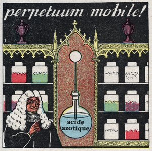 Temperatur und Ausdehnung: Das „mobile perpetuum“, das erste Thermometer, das im 16. Jahrhundert von Apothekern verwendet wurde. Anonyme Illustration von 1925. Private Sammlung. von Anonymous Anonymous