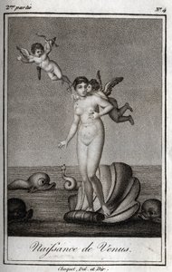 Die Geburt der Venus. Gravur von 1819 in „Lettres à Emilie sur la mythologie“ von Charles Albert Demoustier (1760-1801). Private Sammlung. von Anonymous Anonymous