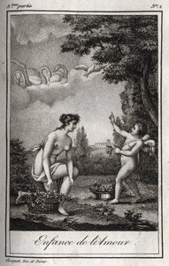 Die Kindheit der Liebe. Gravur von 1819 in „Lettres à Emilie sur la mythologie“ von Charles Albert Demoustier (1760-1801). Private Sammlung. von Anonymous Anonymous