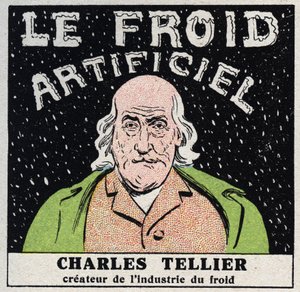 Die Kälteindustrie: Künstliche Kälte erfunden von Charles Tellier (1828-1913). Anonyme Illustration von 1925. Private Sammlung.