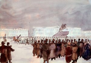 Die Menge auf dem Senatsplatz während des Dekabristenaufstands 1825