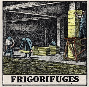 Kühlindustrie: Kühlschränke. Anonyme Illustration von 1925. Private Sammlung. von Anonymous Anonymous