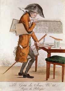 Der Geschmack des Tages: Karikatur politisches Mittagessen im Job des Journalisten. Gravur Ende 18. Jahrhundert Anfang 19. Jahrhundert Private Sammlung von Anonymous Anonymous