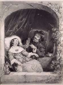 Der Besuch des Arztes bei einer jungen Dame (Lithografie) von Anonymous Anonymous