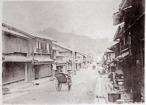 Ansicht einer Dorfstraße in China, Fotografie vom Anfang des 20. Jahrhunderts - Privatsammlung