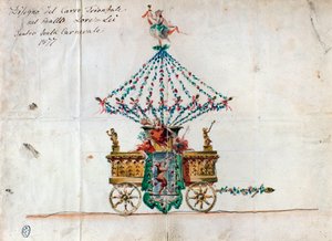 Ansicht des Triumphwagens in Lorelei, Oper von Catalani (1877)