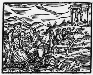 Hexen, die die Toten auf einem Friedhof abschrecken - „Compendium Maleficarum“, behandelt Hexen, ihr Böses und ihre Zauberei von Francesco Maria Guazzo oder Guaccio oder Guaccius (15?? -16??) 1608 Private Sammlung von Anonymous Anonymous