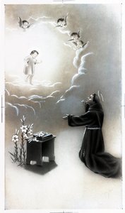 Frommes Bild: Darstellung des Heiligen Antonius von Padua (Antonio di Padova), bekannt als der Thaumaturg (1195-1231). Privatsammlung