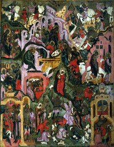 Die Geburt Christi Die Heilige Nacht, zweite Hälfte des 17. Jahrhunderts von Anonymous Russian icon painter