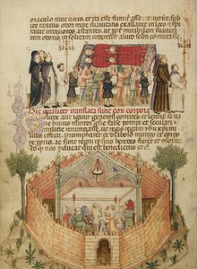 Die Überführung der Leichname von Aimo und Vermondo; Die Menschen von Mailand beten am Altar, wo Aimo und Vermondo begraben sind von Anovelo da Imbonate