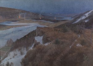 Walpurgisnacht in Bergslagen, Grangärde in Dalarna, 1896 von Anshelm Leonard Schultzberg