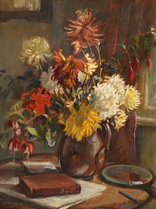 Chrysanthemen Stillleben im Atelier von Cor Visser von Anthea Durose