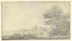Ansicht von Huis ter Nieuburch, Rijswijk, von Osten gesehen von Anthonie Jansz. van der Croos