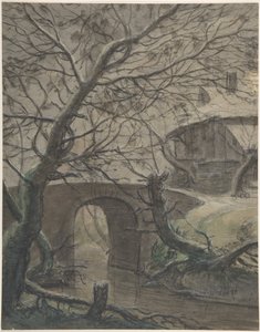 Ein Haus nahe einer Brücke von Anthonie Waterloo