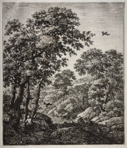 Sechs große aufrechte Landschaften mit Szenen aus dem Alten Testament: Elia wird von den Raben gefüttert von Anthonie Waterloo