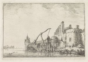 Stadtmauer vom Wasser aus gesehen von Anthonie Waterloo