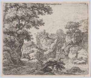 Die Kuppel und der Wasserfall, 17. Jahrhundert von Anthonie Waterloo
