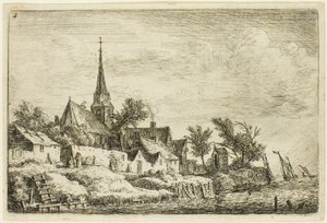 Der Kirchturm im Dorf am Meer
