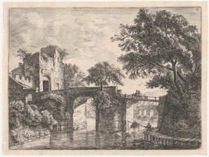 Zwei Steinbrücken, 17. Jahrhundert von Anthonie Waterloo