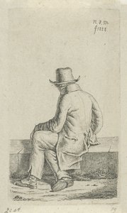 Sitzender Mann auf einer Mauer von Anthonie Willem Hendrik Nolthenius de Man