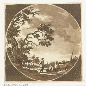Landschaft mit zwei Wanderern